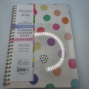 Blue Sky Brook Gossen 2025 2026 Weekly Monthly Planning Calendar Notes Planner